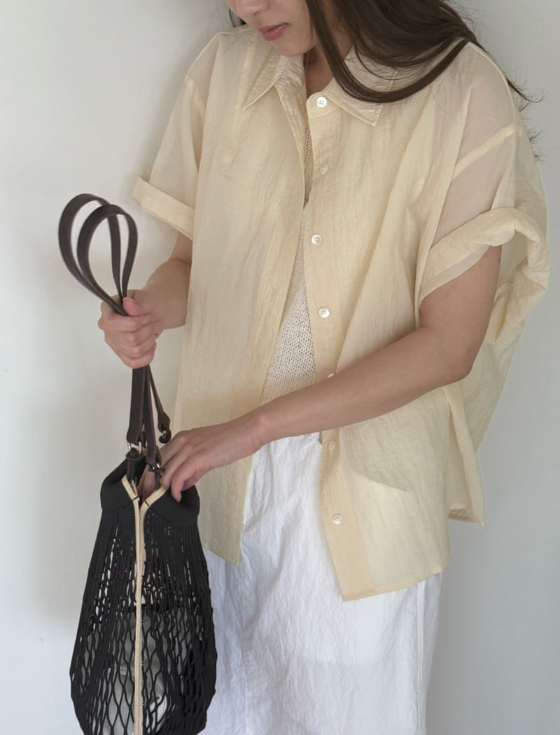 Amygrace - Korean Women Fashion - #momslook - Folding Short Sleeve Shirt - 3