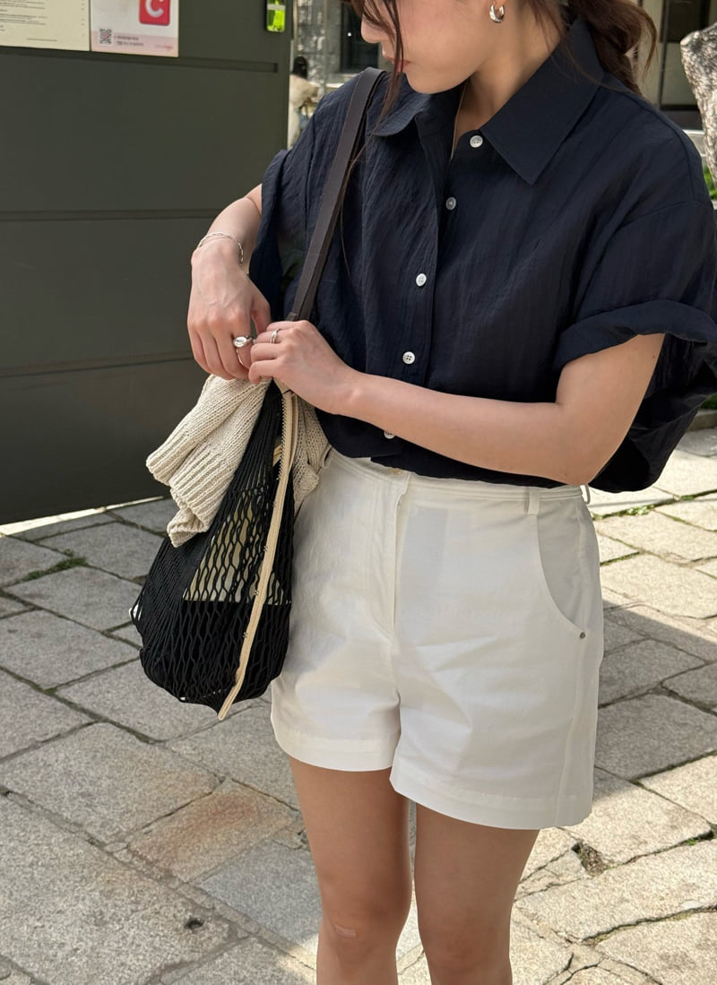 Amygrace - Korean Women Fashion - #momslook - Folding Short Sleeve Shirt - 5