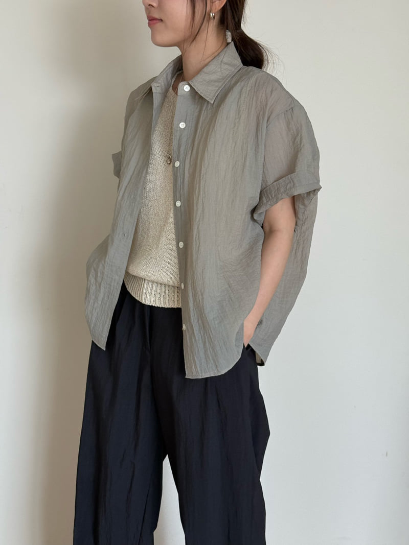 Amygrace - Korean Women Fashion - #momslook - Folding Short Sleeve Shirt - 7
