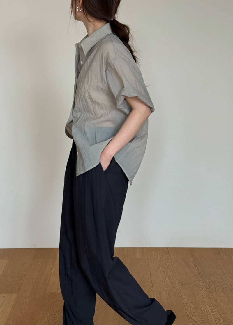 Amygrace - Korean Women Fashion - #momslook - Folding Short Sleeve Shirt - 9