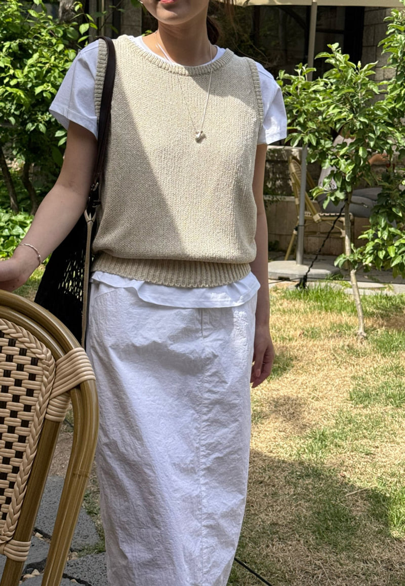 Amygrace - Korean Women Fashion - #momslook - Pin Linen Knit Sleeveless - 10