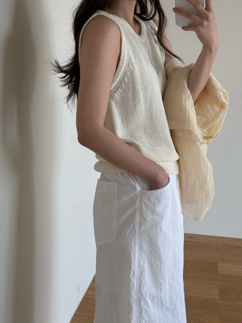 Amygrace - Korean Women Fashion - #womensfashion - Pin Linen Knit Sleeveless - 4
