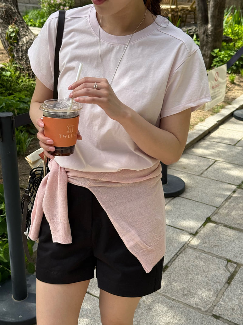 Amygrace - Korean Women Fashion - #womensfashion - Simple Short Sleeve Tee - 4