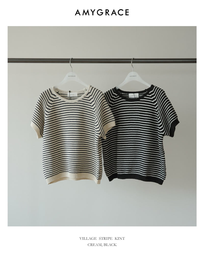 Amygrace - Korean Women Fashion - #momslook - Village Stripe Knit