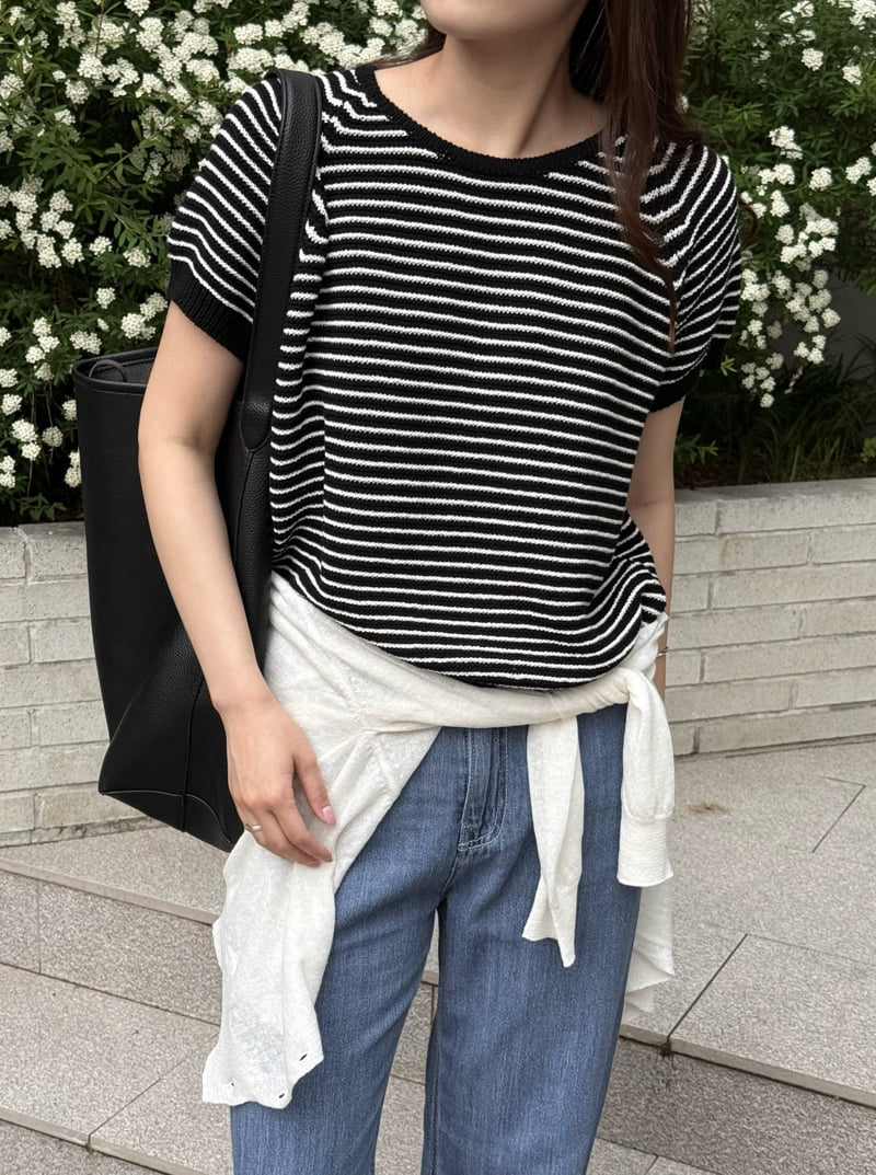 Amygrace - Korean Women Fashion - #momslook - Village Stripe Knit - 5