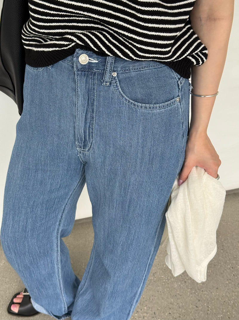 Amygrace - Korean Women Fashion - #momslook - Water Summer Denim Pants - 6