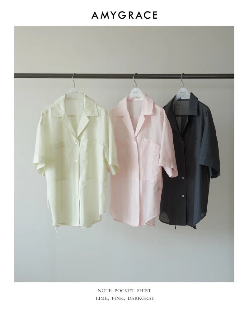 Amygrace - Korean Women Fashion - #momslook - Note Short Sleeve Jacket Blouse