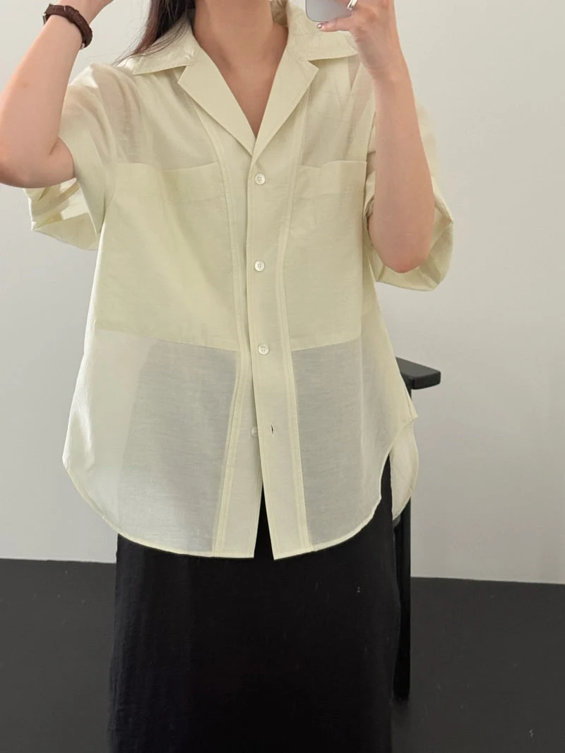 Amygrace - Korean Women Fashion - #momslook - Note Short Sleeve Jacket Blouse - 6