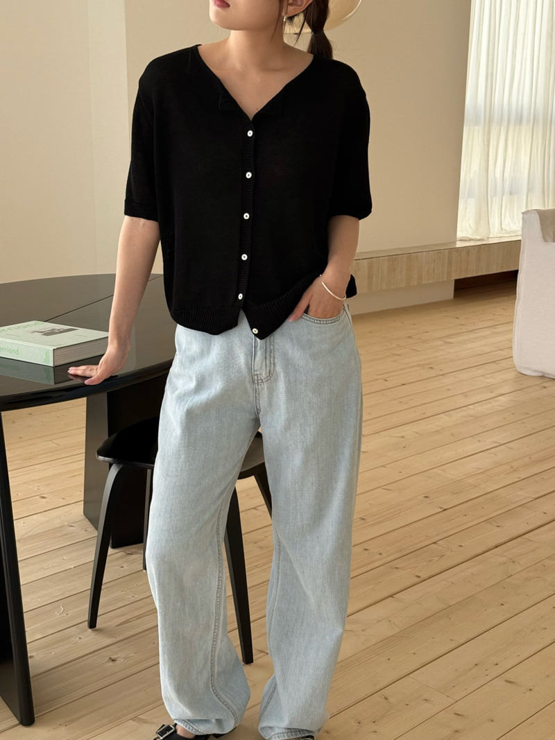 Amygrace - Korean Women Fashion - #momslook - Oatmeal Short Sleeve Cardigan - 3