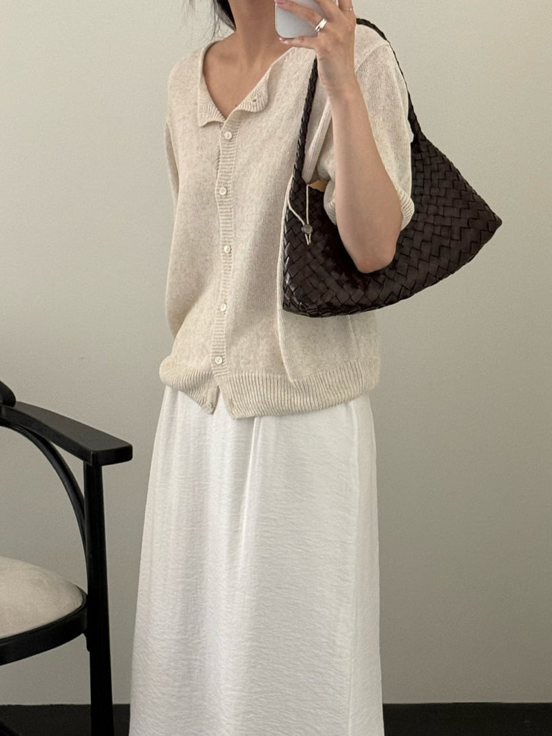 Amygrace - Korean Women Fashion - #momslook - Oatmeal Short Sleeve Cardigan - 4