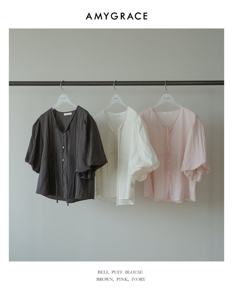 Amygrace - Korean Women Fashion - #momslook - Bell Puff Blouse