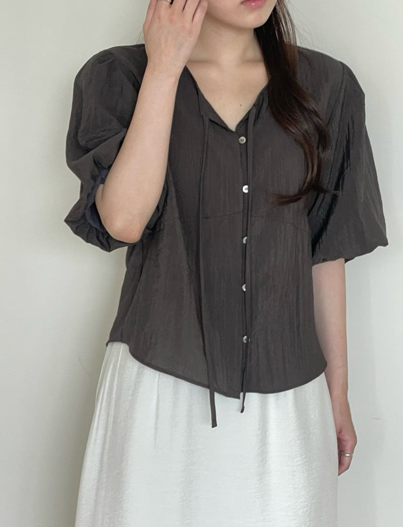 Amygrace - Korean Women Fashion - #momslook - Bell Puff Blouse - 2