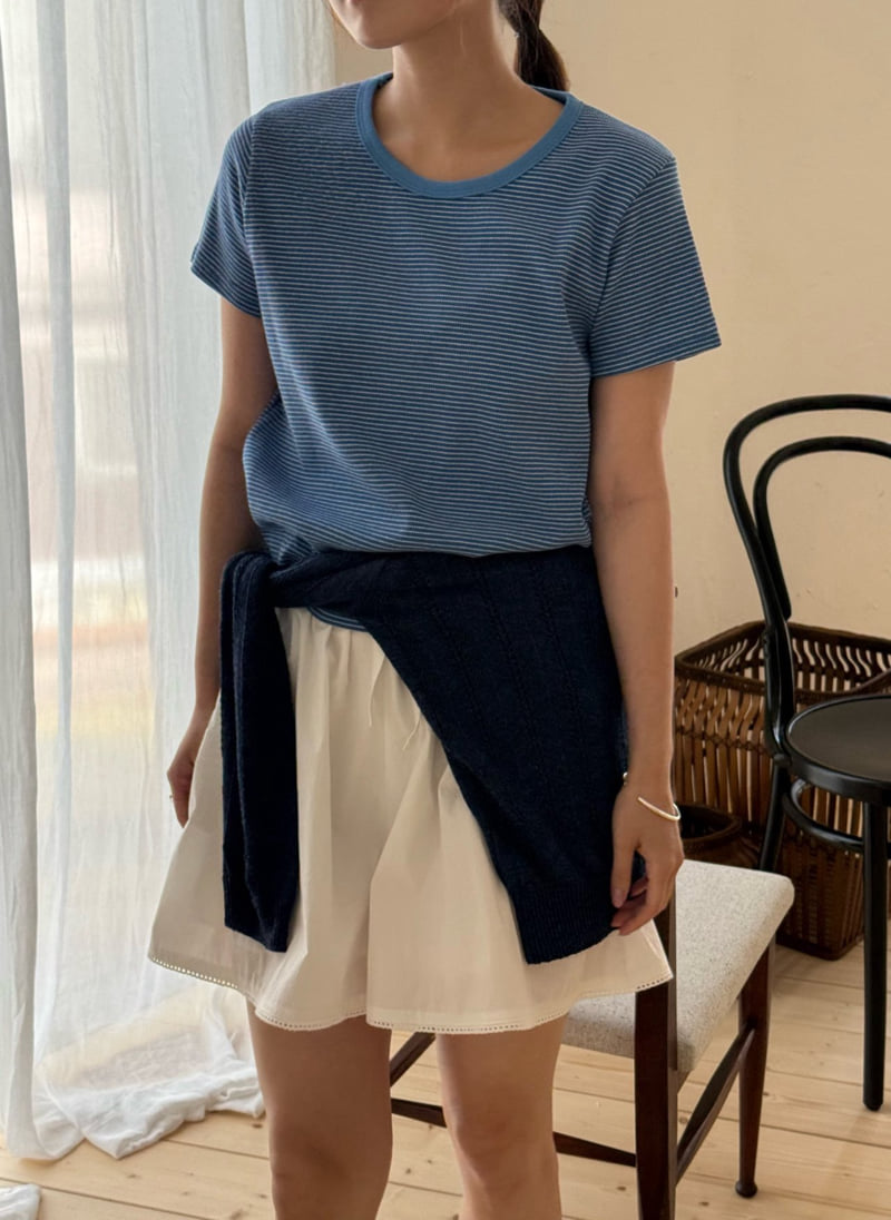 Amygrace - Korean Women Fashion - #momslook - Ringo Stripe Tee - 7