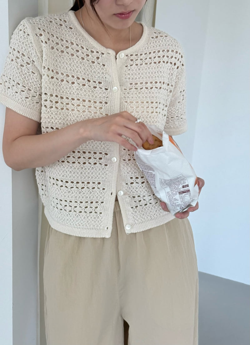 Amygrace - Korean Women Fashion - #momslook - Natural Lacy Cardigan - 3
