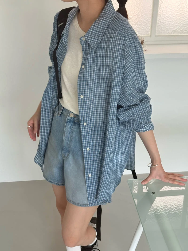 Amygrace - Korean Women Fashion - #momslook - Tassel Check Shirt - 3