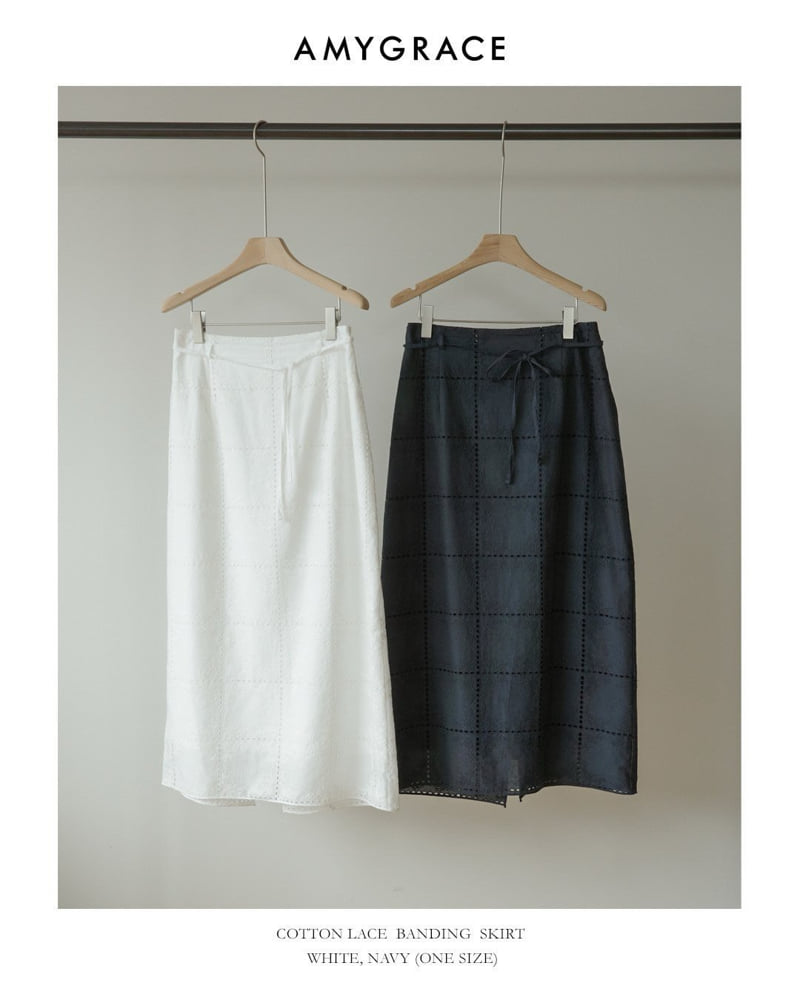 Amygrace - Korean Women Fashion - #restrostyle - Cotton Lace Banding Skirt