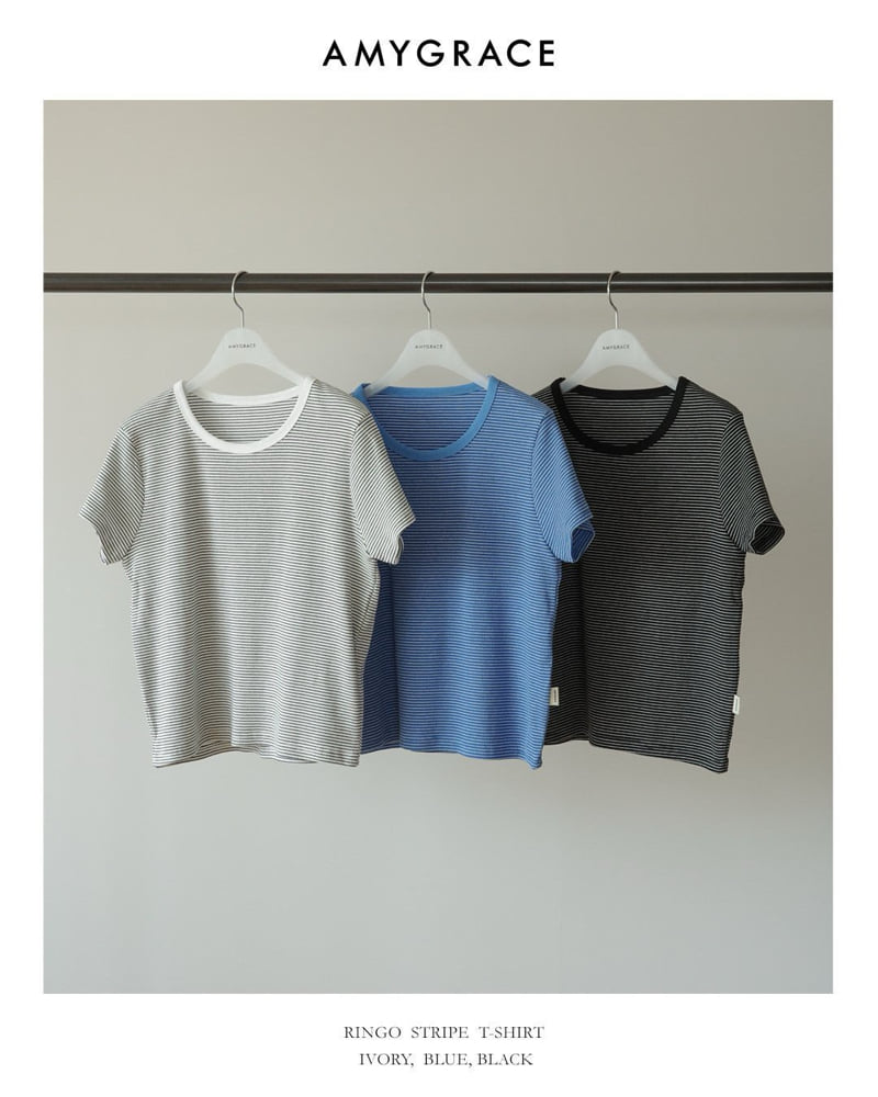 Amygrace - Korean Women Fashion - #romanticstyle - Ringo Stripe Tee