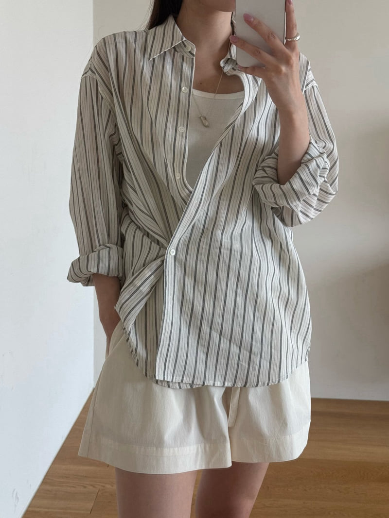 Amygrace - Korean Women Fashion - #thatsdarling - Summer Marine Stripe Shirt - 10