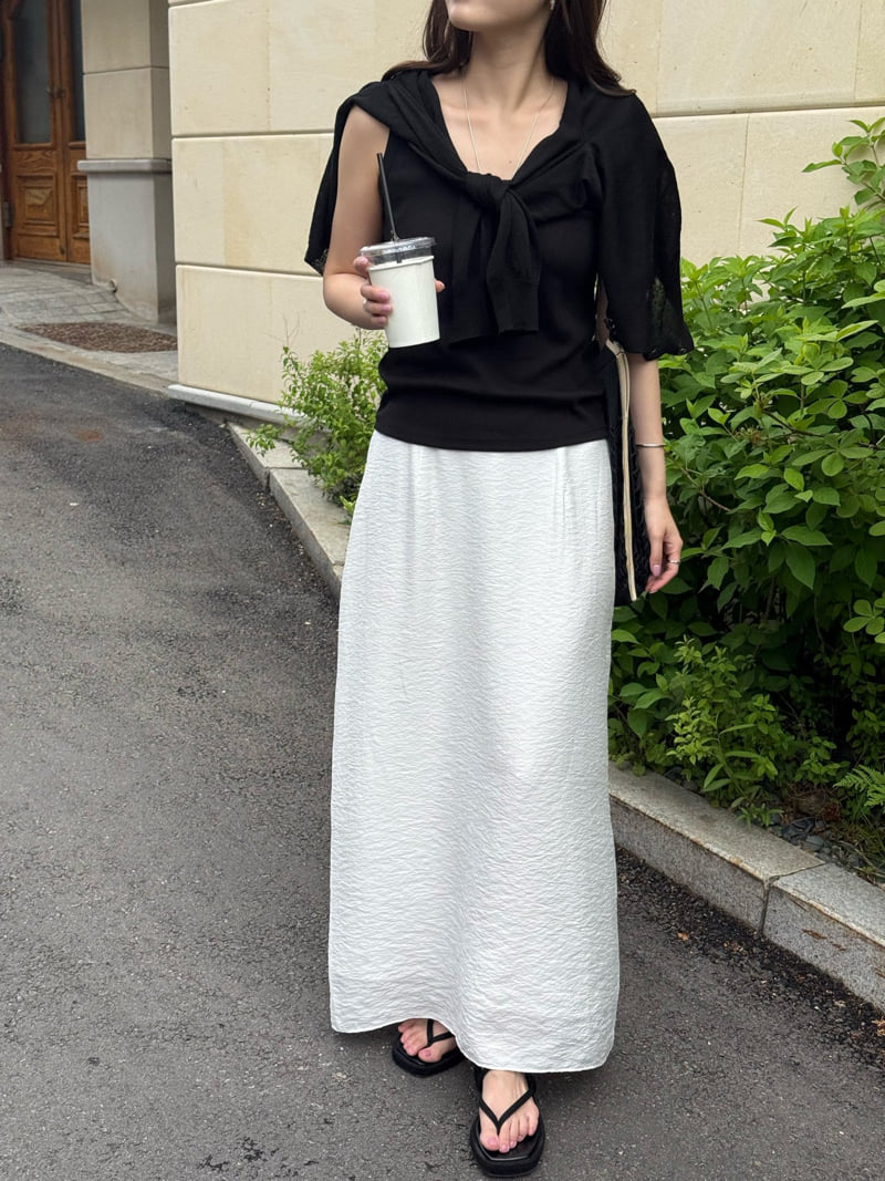 Amygrace - Korean Women Fashion - #vintageinspired - Wood Maxi Banding Skirt - 6