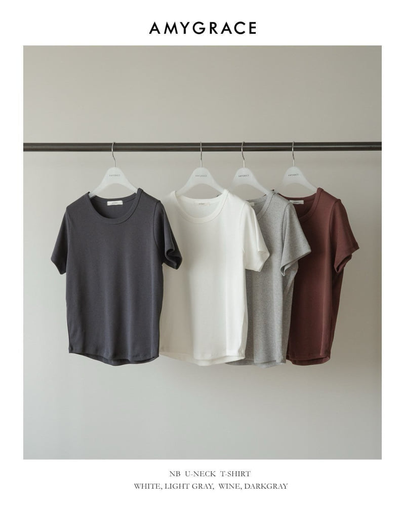 Amygrace - Korean Women Fashion - #vintageinspired - Envy U-neck Short Sleeve Tee