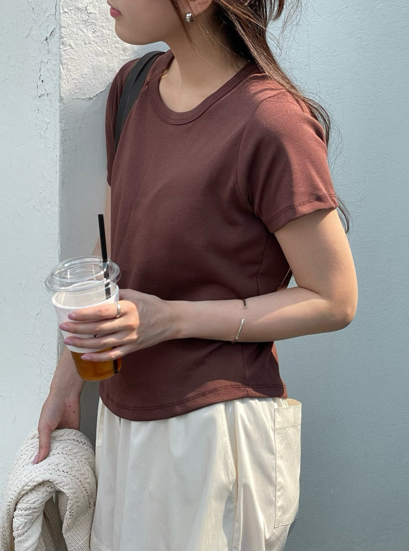 Amygrace - Korean Women Fashion - #vintagekidsstyle - Envy U-neck Short Sleeve Tee - 2