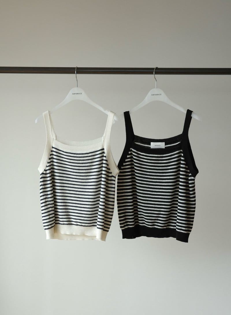 Amygrace - Korean Women Fashion - #vintagekidsstyle - Corso Stripe Knit Sleeveless