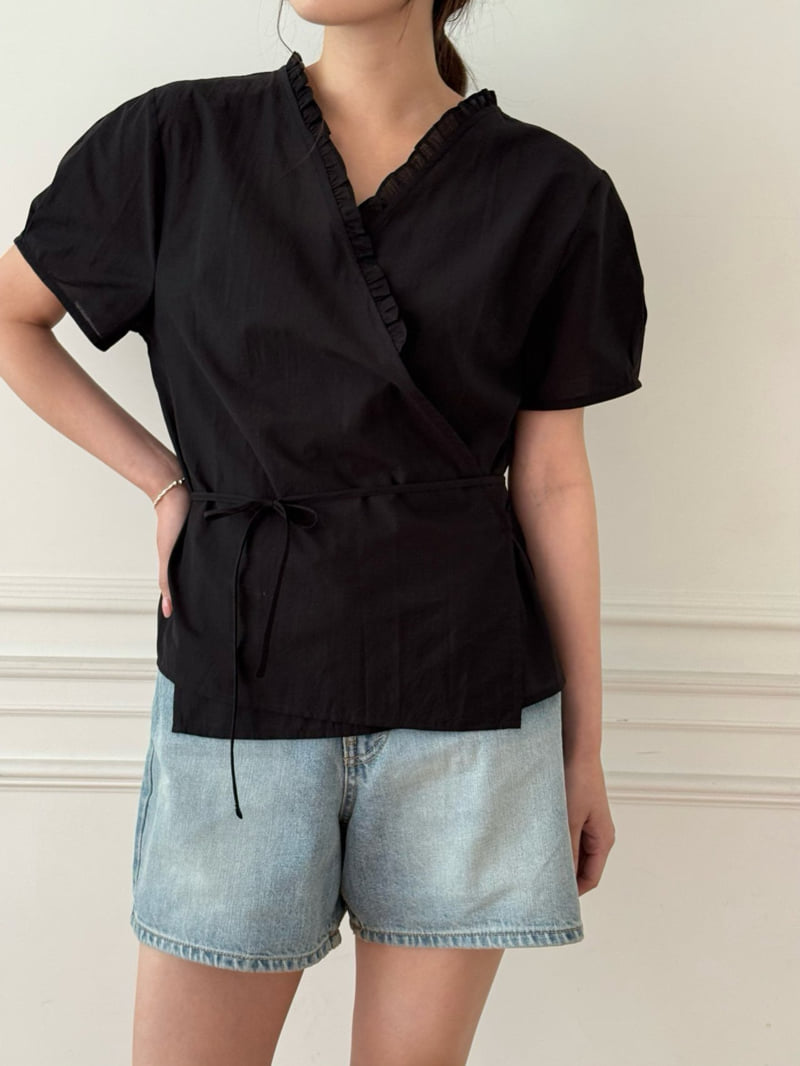 Amygrace - Korean Women Fashion - #womensfashion - Blur Wrap Frill Blouse - 11