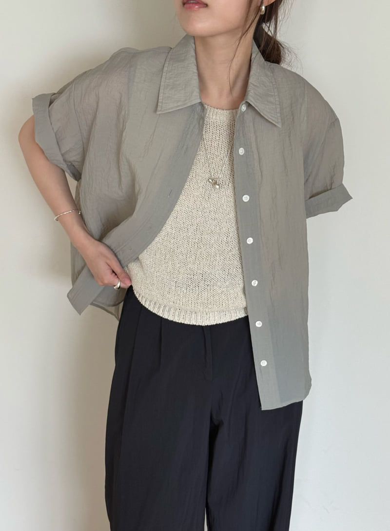 Amygrace - Korean Women Fashion - #womensfashion - Folding Short Sleeve Shirt - 10