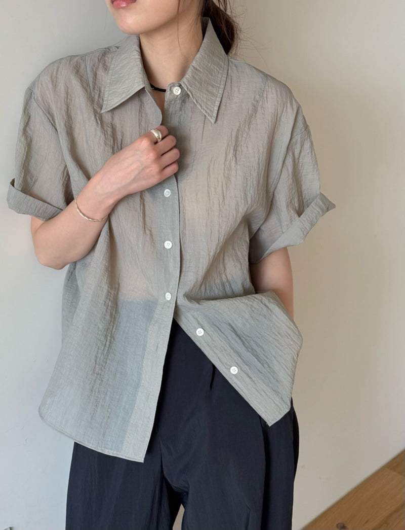 Amygrace - Korean Women Fashion - #womensfashion - Folding Short Sleeve Shirt - 8