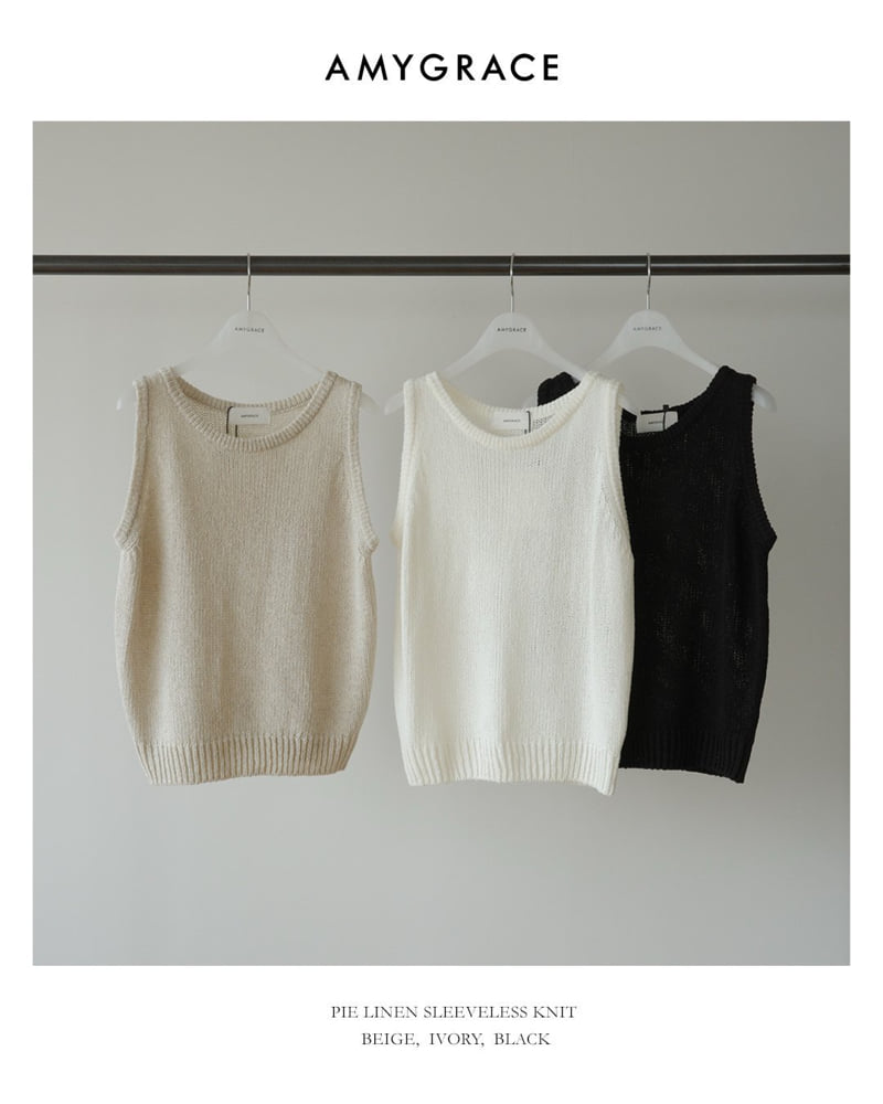 Amygrace - Korean Women Fashion - #womensfashion - Pin Linen Knit Sleeveless