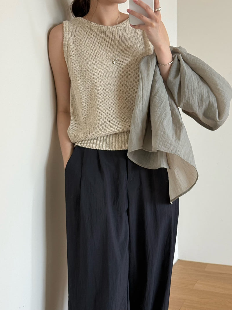 Amygrace - Korean Women Fashion - #womensfashion - Pin Linen Knit Sleeveless - 3