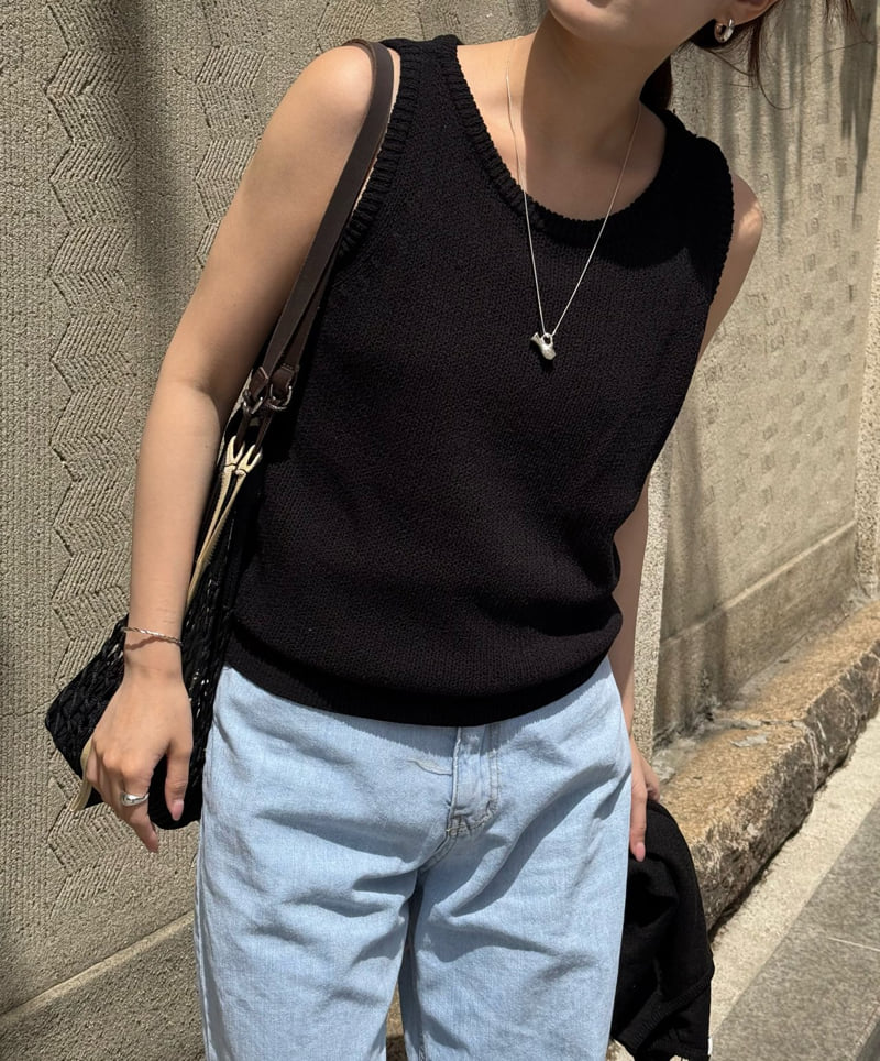 Amygrace - Korean Women Fashion - #womensfashion - Pin Linen Knit Sleeveless - 5