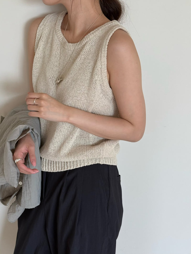 Amygrace - Korean Women Fashion - #womensfashion - Pin Linen Knit Sleeveless - 7