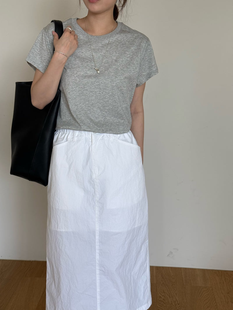 Amygrace - Korean Women Fashion - #womensfashion - Simple Short Sleeve Tee - 9