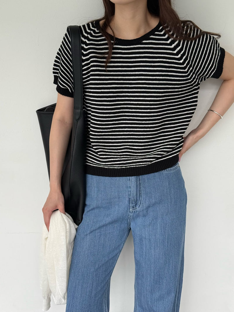 Amygrace - Korean Women Fashion - #momslook - Village Stripe Knit - 4