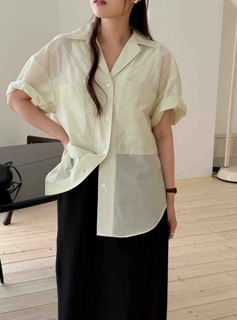 Amygrace - Korean Women Fashion - #womensfashion - Note Short Sleeve Jacket Blouse - 8