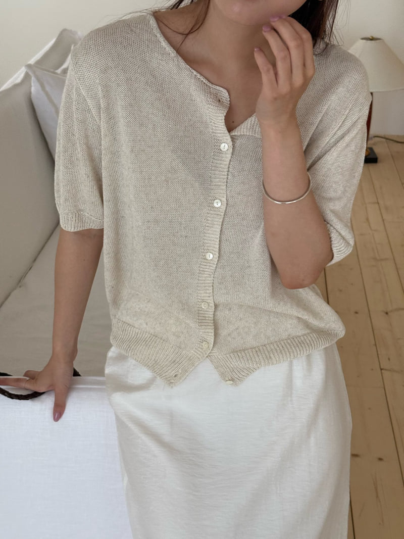 Amygrace - Korean Women Fashion - #womensfashion - Oatmeal Short Sleeve Cardigan - 2