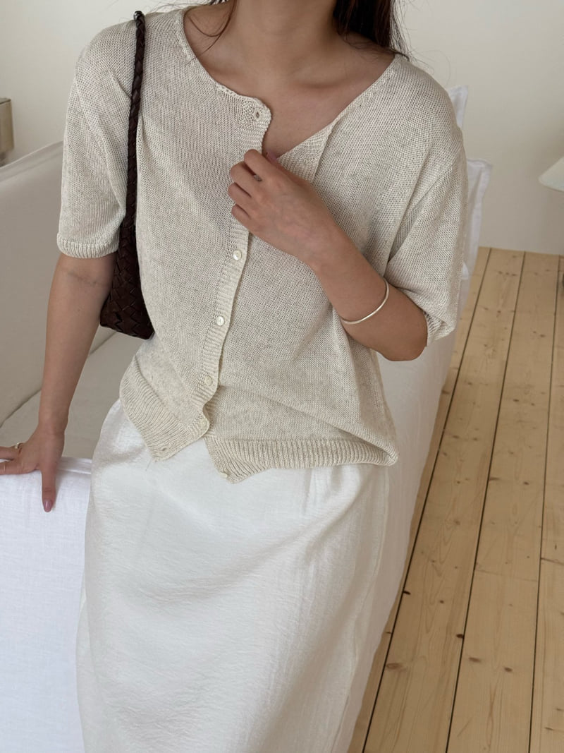 Amygrace - Korean Women Fashion - #womensfashion - Oatmeal Short Sleeve Cardigan - 6