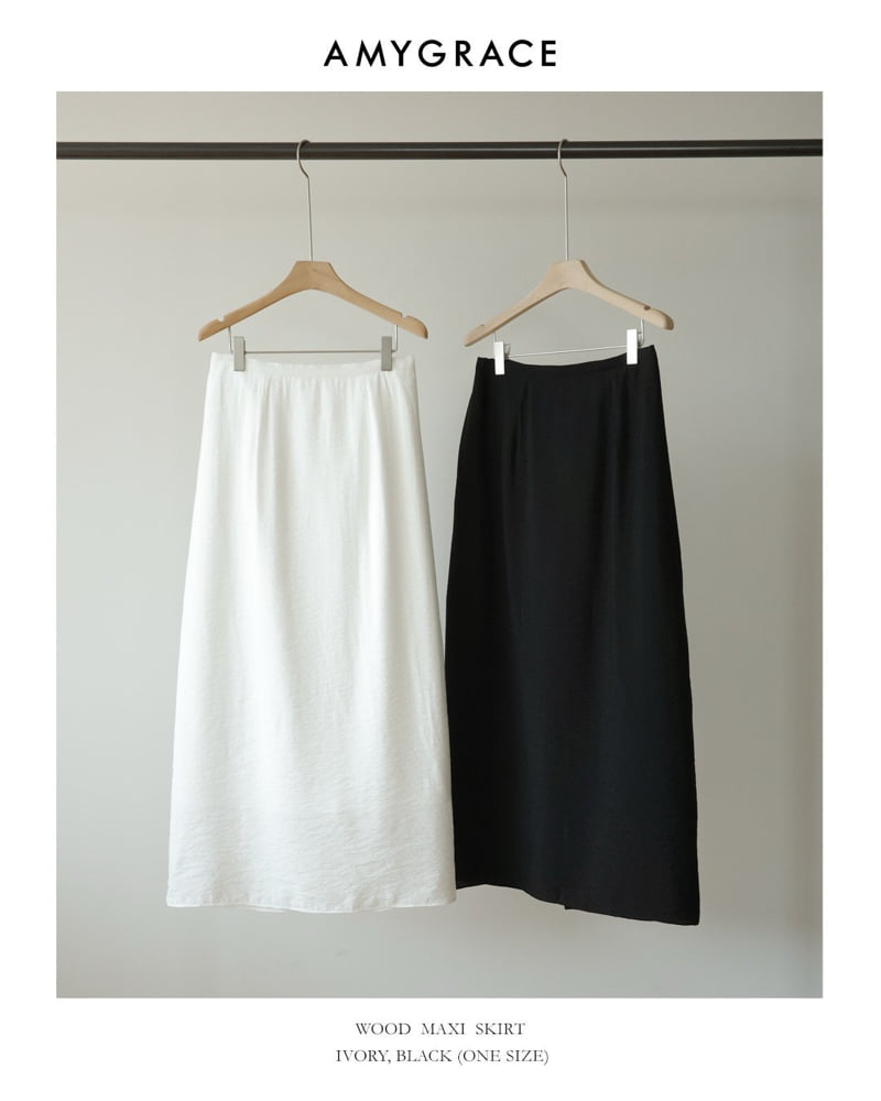 Amygrace - Korean Women Fashion - #womensfashion - Wood Maxi Banding Skirt