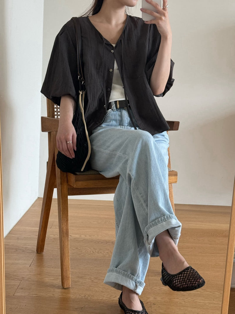 Amygrace - Korean Women Fashion - #momslook - Bell Puff Blouse - 4