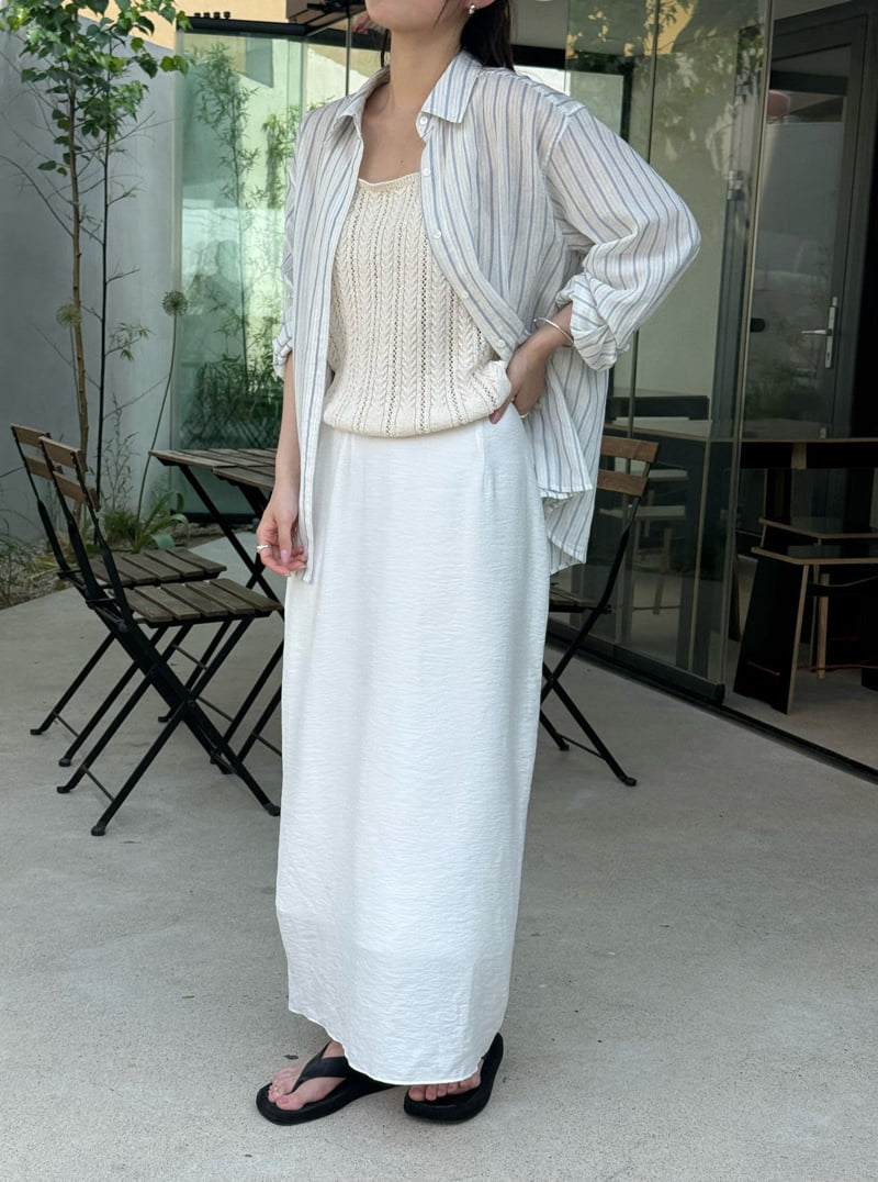 Amygrace - Korean Women Fashion - #womensfashion - Summer Marine Stripe Shirt - 3