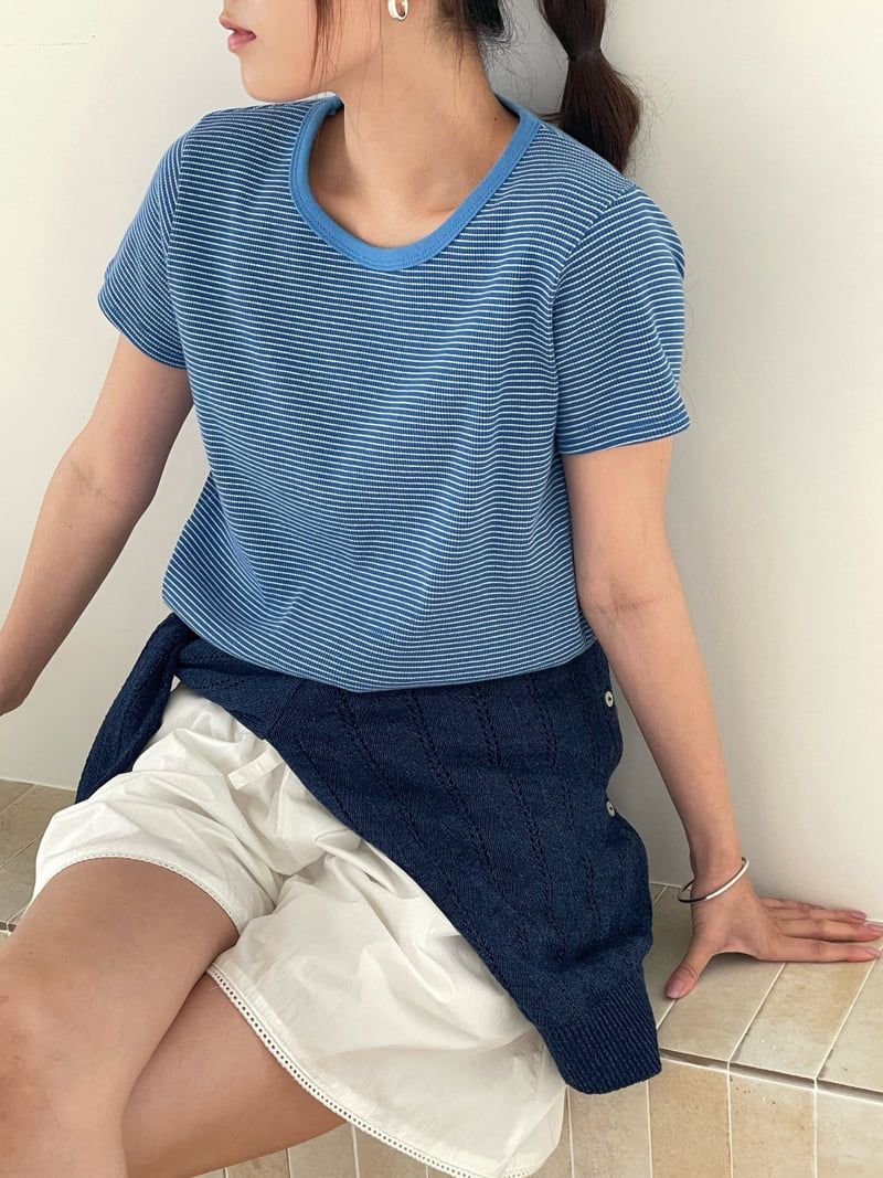 Amygrace - Korean Women Fashion - #womensfashion - Ringo Stripe Tee - 6