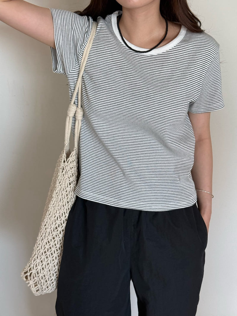 Amygrace - Korean Women Fashion - #womensfashion - Ringo Stripe Tee - 8