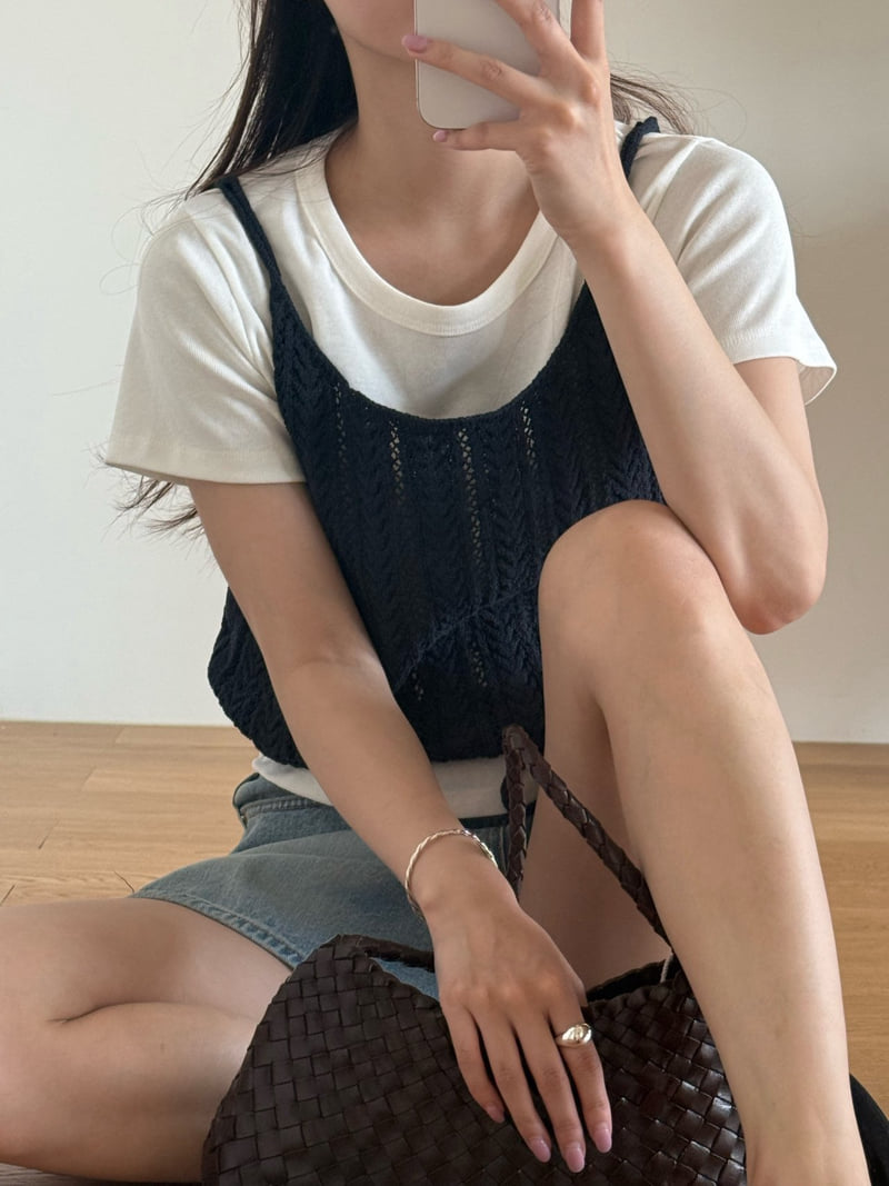 Amygrace - Korean Women Fashion - #womensfashion - Marceau Lacy Knit Sleeveless - 11