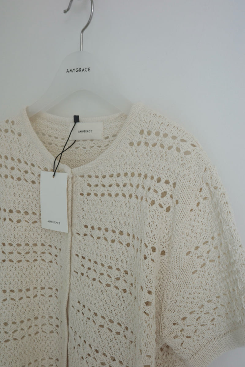 Amygrace - Korean Women Fashion - #womensfashion - Natural Lacy Cardigan - 6