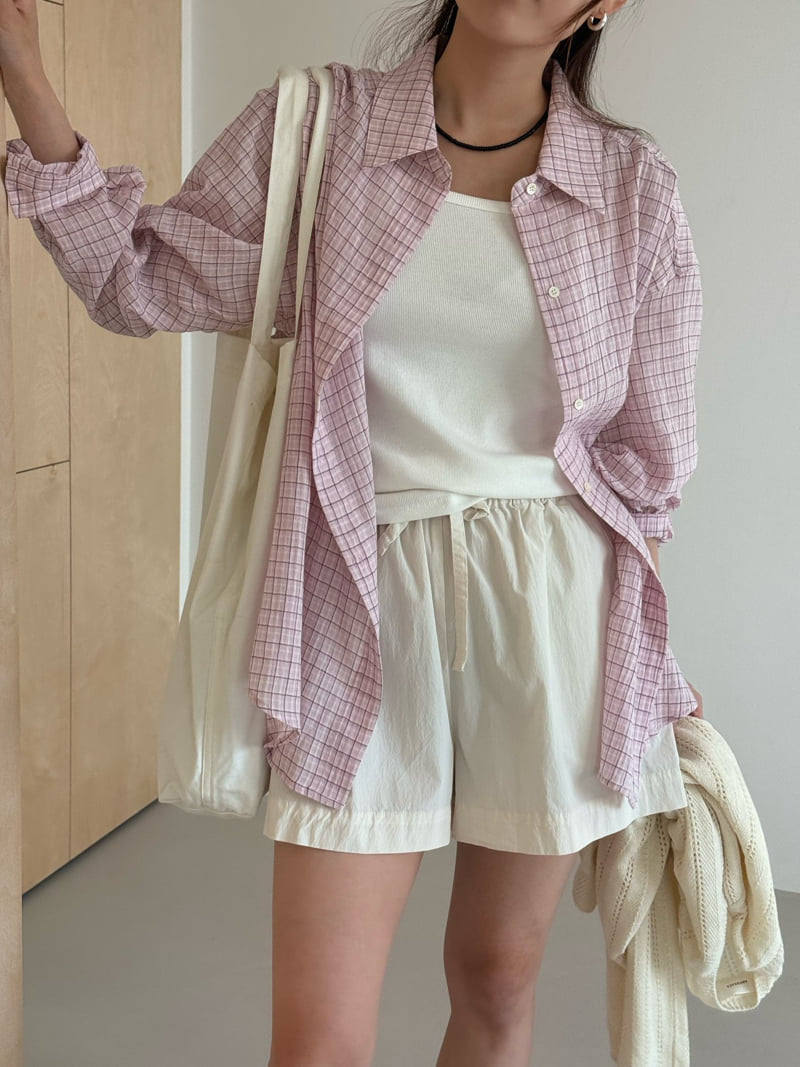 Amygrace - Korean Women Fashion - #womensfashion - Tassel Check Shirt - 8