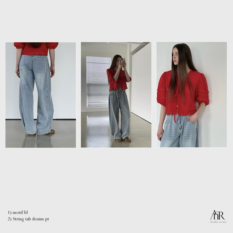 Another Avenue - Korean Women Fashion - #momslook - String Bijou Denim Pants - 7