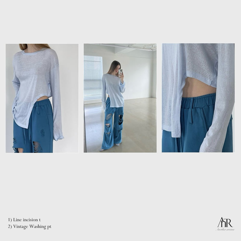 Another Avenue - Korean Women Fashion - #momslook - Line Cutting Tee - 8