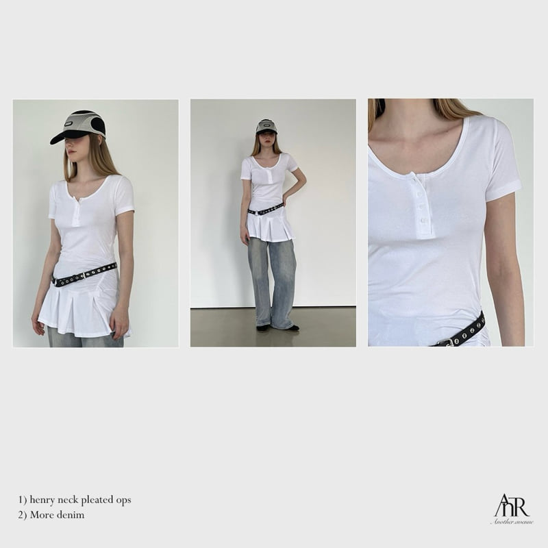 Another Avenue - Korean Women Fashion - #momslook - Henley Neck Pleated One-piece - 11