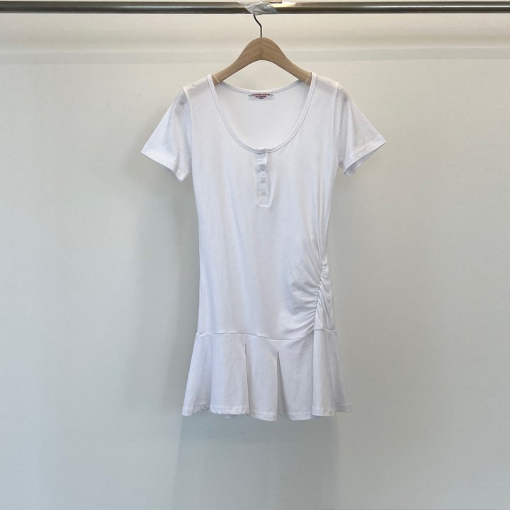 Another Avenue - Korean Women Fashion - #momslook - Henley Neck Pleated One-piece - 3